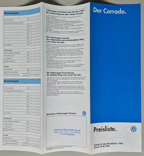 6seitige volkswagen preisliste - 6seitige,