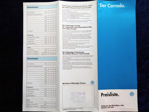 Corrado preisliste 1995 - vw,